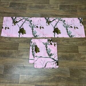 Realtree Pink Camo Hunting Cabin Valance Curtains Set of 3 Rustic Lodge Decor